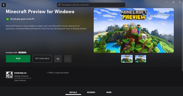 Minecraft Preview is now available on Windows through the Microsoft Store